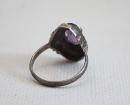 Zilver - antieke ring met Amethist