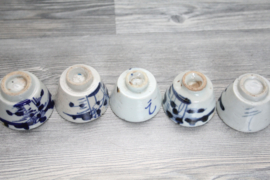 5 Japanse sake kopjes - 19e eeuw