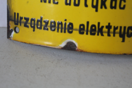 Emaille bord - Niet aanraken, Electrish apparaat! - Poolse tekst