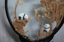 Vintage Chinese kurkkunst met panda's