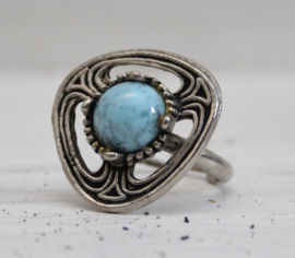 Ring - Keltisch met azuurblauwe steen