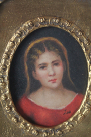 J.W. - Portret - olieverf op paneel in klassieke barok lijst