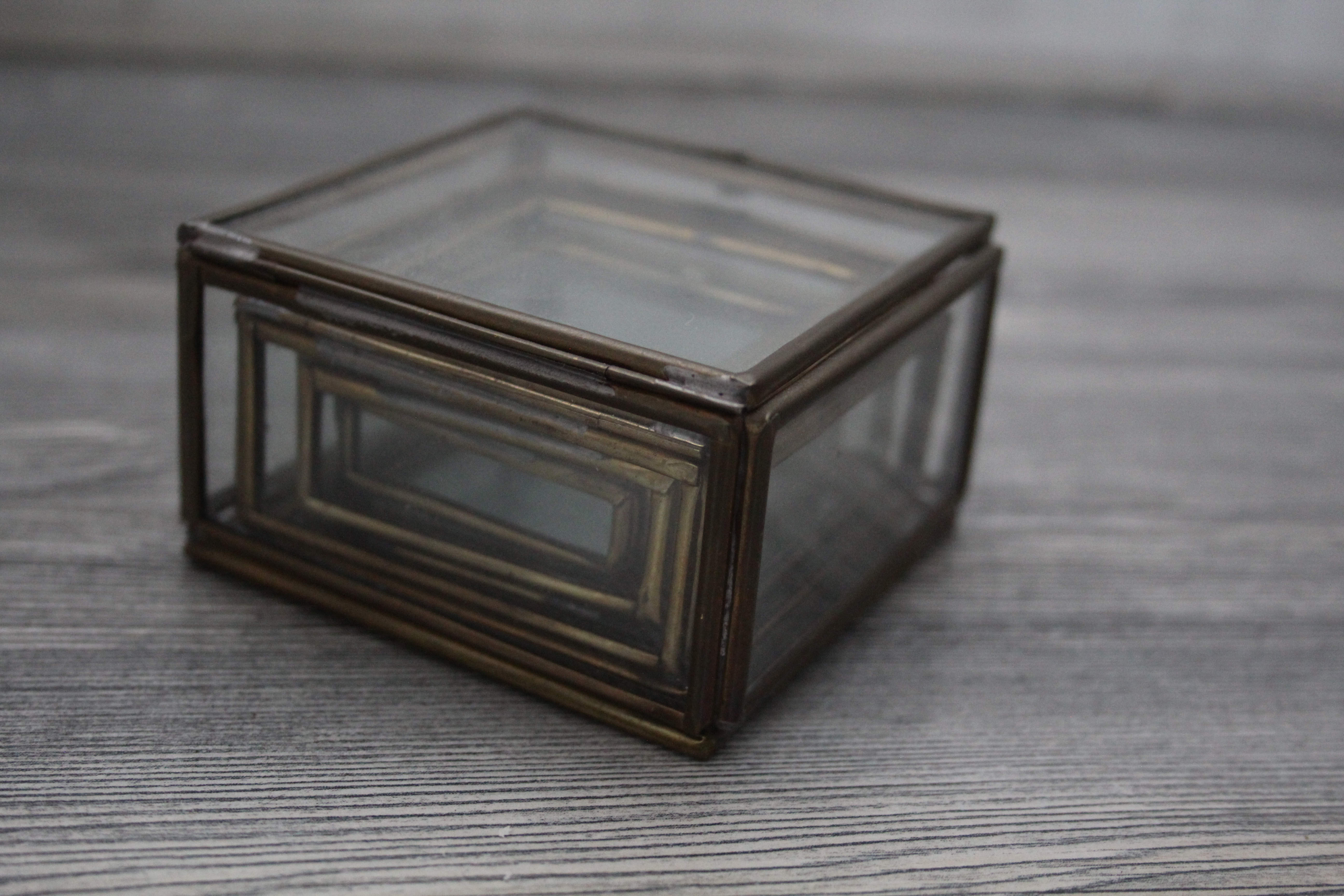 4 sieradendoosjes messing met glas(nestelbaar)