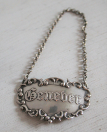 Decanteerlabel "Genever", zilver