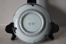 Bord, Kom - Blauw en wit porselein met palm - China - 19e eeuw (nr 2)