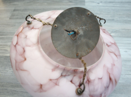 Art Deco, Roze opaline gemarmerde hanglamp