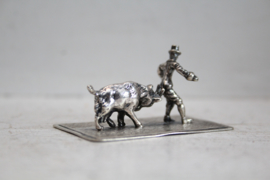 Zilveren miniatuur - Man met Bok