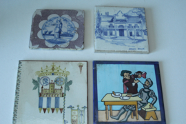 Collectie van 4 Nederlandse en Spaanse tegels