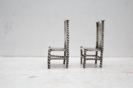 Zilver - 2 Miniatuurstoelen Schoonhovense zilverfabriek, Hooijkaas