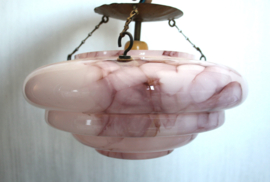 Art Deco, Roze opaline gemarmerde hanglamp
