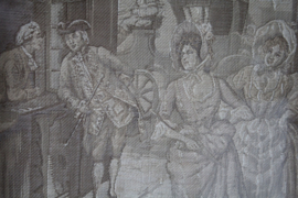 Prachtige romantische gobelin, gelijst achter glas