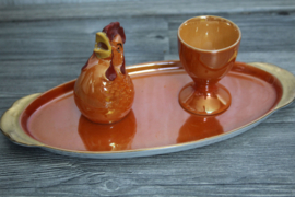 Victoria China – Tsjechoslowakije Lustreware - schaal, zoutvaatje en eierdopje