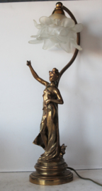 Gesigneerd op de voet - Verguld bronzen Art Nouveau / Jugendstil lamp