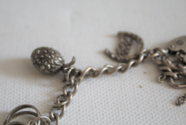 Zilver - Bedelarmband met 7 bedels en slot ivv hart