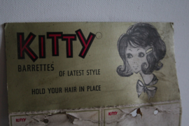 Vintage Kitty Barrettes - Haar elastiekjes met bloemen op originele kaart