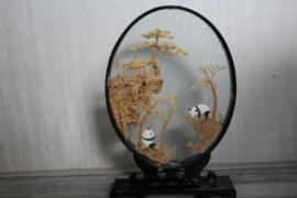Vintage Chinese kurkkunst met panda's