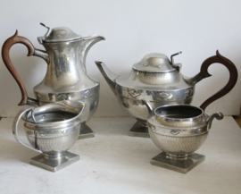 Art deco thee set, gepolijst tin - Don Pewter