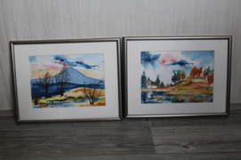 Aquarellen, landschappen - Gesigneerd RO2002