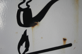 Rond Emaille bord: Roken en open vuur niet toegestaan! - Hongaars