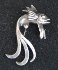 Broche Siamese vecht vis .925 zilver