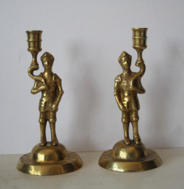 Set van 2 prachtige bronzen kandelaars met ridders - Frankrijk - 19e eeuw