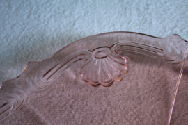 Art Deco glazen schaal in de kleur roze.