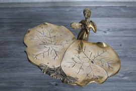 Brons, Art Nouveau -  butlerschaal versierd met elf / fee