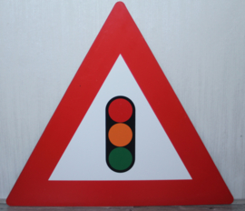 Kunststof verkeersbord met stoplicht