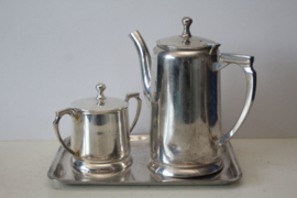 Art Deco stijl Becara verzilverd thee servies, ca 1965, Spanje