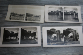 19 stuks antieke stereokaarten, 3D
