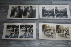 19 stuks antieke stereokaarten, 3D