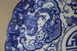 Arita - blauw /wit transfer met draak