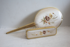 Vintage handspiegel met kledingborstel