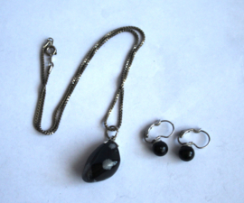 Kettinghanger, oorbellen - Onyx