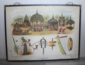 Schoolplaat - Bijbelsche platen, in Loofhutten 19e eeuw