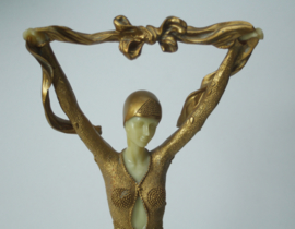 Prachtig Frans beeld in Art Deco stijl van een sierlijke danseres (Nr. 2)