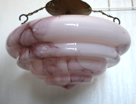 Art Deco, Roze opaline gemarmerde hanglamp