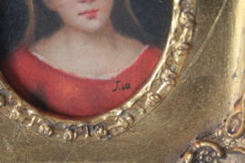 J.W. - Portret - olieverf op paneel in klassieke barok lijst