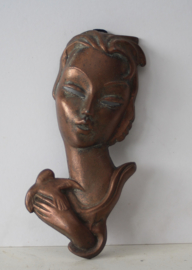 Art deco bronzen muurmasker, ca 1930