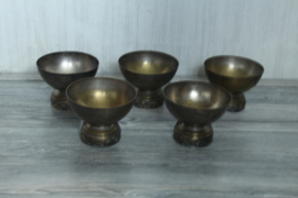 5 Messing ijs/sorbet cups(ooit verzilverd)