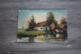 W.Th. la Grand(1920-1960) - Hollands landschap op tegel