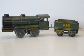 Blikken trein - Hornby Locomotief met tender 490