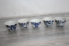 5 Japanse sake kopjes - 19e eeuw