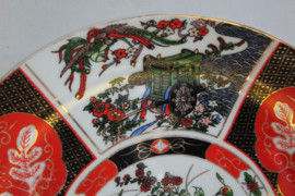 Wandbord - Rood/Goud met pauwen