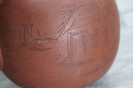 Japanse terracotta theepot met Mount Fuji