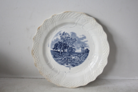 Vijf Franse borden uit de Moulin des Loups Hamage Serie - (Delft blauw)