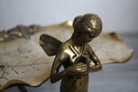 Brons, Art Nouveau -  butlerschaal versierd met elf / fee