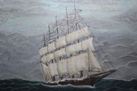 Uhrig - Prachtig schilderij van een schip op volle zee