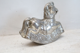 Vintage verzilverde spaarpot - hobbelpaard