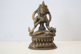 Verguld bronzen zittende Boeddha - Nepal - ca 1950